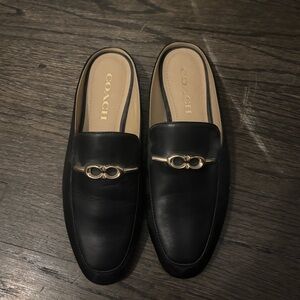 Coach Black Leather Women’s Slip-On Loafers